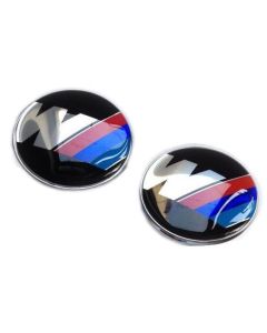 2PCS 82mm New BMW M EMBLEM FRONT HOOD Emblem REAR TRUNK badge