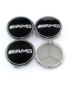 4pcs New Black AMG LOGO MERCEDES BENZ 75MM 3INCH Wheel Center Caps HUB Caps for ML SL CLK SLK