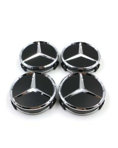 4pcs New Black MERCEDES BENZ 75MM 3INCH Wheel Center Caps HUB Caps for ML SL CLK SLK