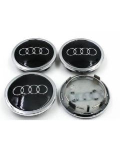 4pcs Wheel Center Caps for Audi /69mm Black/Chrome
