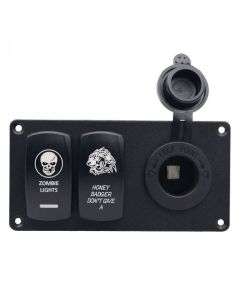 5-Pin Aluminium Combination Switch Panel with Dual Switch and Cigar Lighter for Auto Yacht Boat