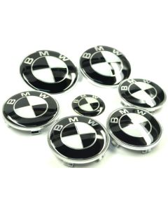 7pcs/lot New BMW Black/Silver Real Carbon Fiber Emblem Logo Badge Set 82/74mm