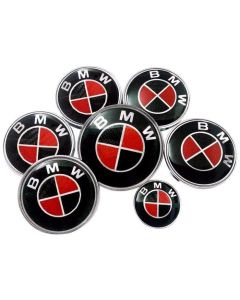 7pcslot New BMW BlackRed Hood Trunk Badge Steering Emblem logo Wheel Center Hub Caps 8274mm