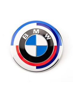 BMW M 50th Anniversary Hood Emblem logo Front badge Roundel 82mm 3-hole