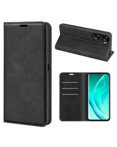 Honor 60 Pro Super Soft Leather Flip Cover Phone Case Dual Invisible Magnets Snap