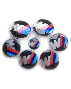 New Car Styling BMW Hood Trunk sport M Badge Steering Emblem logo Wheel Center Hub Caps 7pcs Set 8282mm