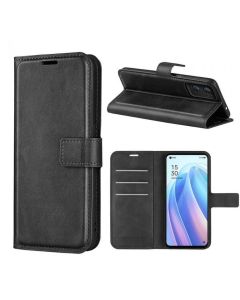 OPPO Reno7 Flip Cover Leather Wallet Case with Rectangle Magnetic Snap