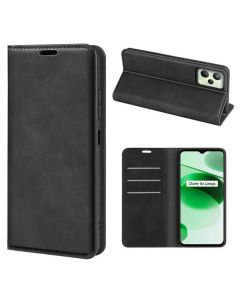 Realme C35 Super Soft Leather Flip Cover Phone Case Dual Invisible Magnets Snap