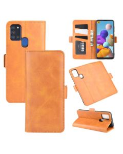 Samsung Galaxy A21s Flip Cover Leather Wallet Case with Dual Magnetic Closure