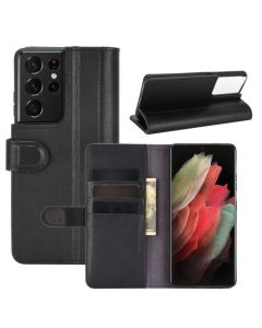 Samsung Galaxy S21 Ultra Phone Case Wallet Flip Cover Folio Genuine Leather Case Stand Display Card Pocket
