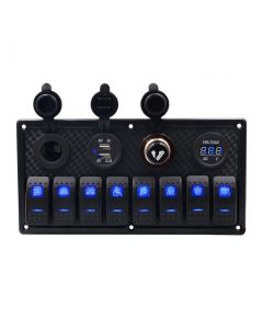 Switch Panel with indicator and Cigar lighter power socket and dual USB outlets 8 
 switch with voltmeter