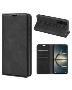 TCL 30 V 5G Super Soft Leather Flip Cover Phone Case Dual Invisible Magnets Snap