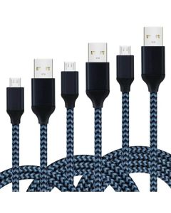 USB Charging Cable USB 2.0 A Male to Micro Nylon Braided Cords with Aluminum Connector for Android Phones