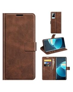 vivo X60 Pro Flip Cover Leather Wallet Case with Rectangle Magnetic Snap