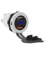 5.8A Dual USB Aluminium Power Adapter with Voltmeter QC 3.0 USB outlet power socket charger