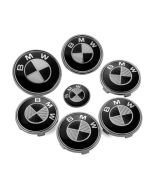 7pcs/lot New BMW Black/Silver Real Carbon Fiber Emblem Logo Badge Set 82/74mm