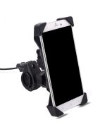 Adjustable Phone holder with USB Power port Mounted on Bycycle or Motorbycycle