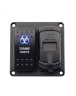 Aluminium Rocker Switch Panel with Dual USB socket and voltmeter and dual switch indicator 