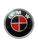 74mm New BMW Black/Red carbon fiber rear trunk emblem