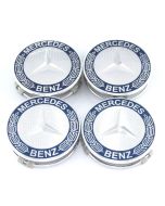 4pcs Mercedes Benz star and laurel wreath logo 75mm wheel center caps (Deep Blue)