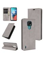Motorola Moto E7 Super Soft Leather Flip Cover Phone Case Dual Invisible Magnets Snap