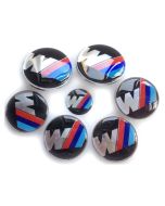New Car Styling BMW Hood Trunk sport M Badge Steering Emblem logo Wheel Center Hub Caps 7pcs Set 8282mm