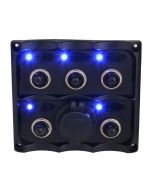 Toggle switch Panel with blue indicator  12V Cigar lighter power socket 5 switch