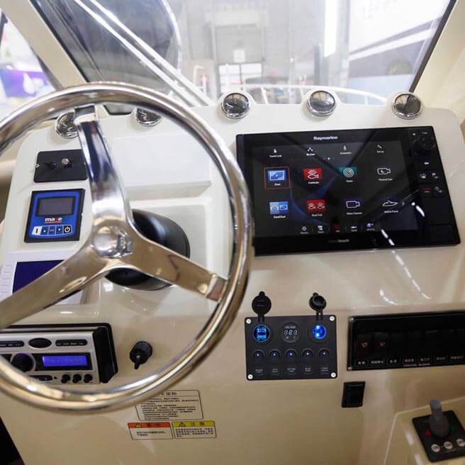 2-Row Switch Panel with Round Rocker Switch and dual USB outlets and voltmeter and indicators