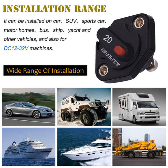 Circuit Breakers with Switch Ignition Protected Panel Mount Manual Reset