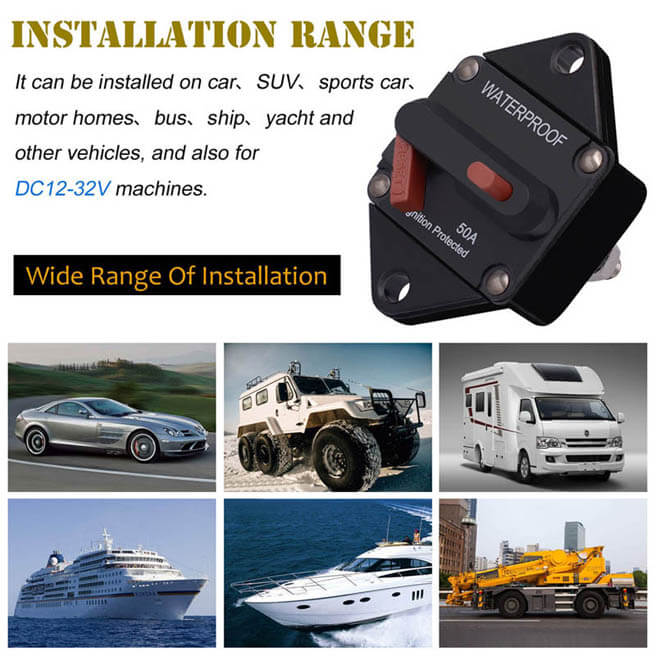 Weatherproof Circuit Breakers with Switch Ignition Protected Panel Mount Manual Reset E96