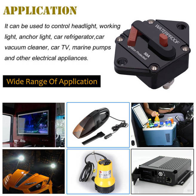 Weatherproof Circuit Breakers with Switch Ignition Protected Panel Mount Manual Reset E96