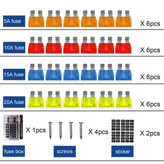 Screw terminal Fuse block with multiple independent circuit and led indicator