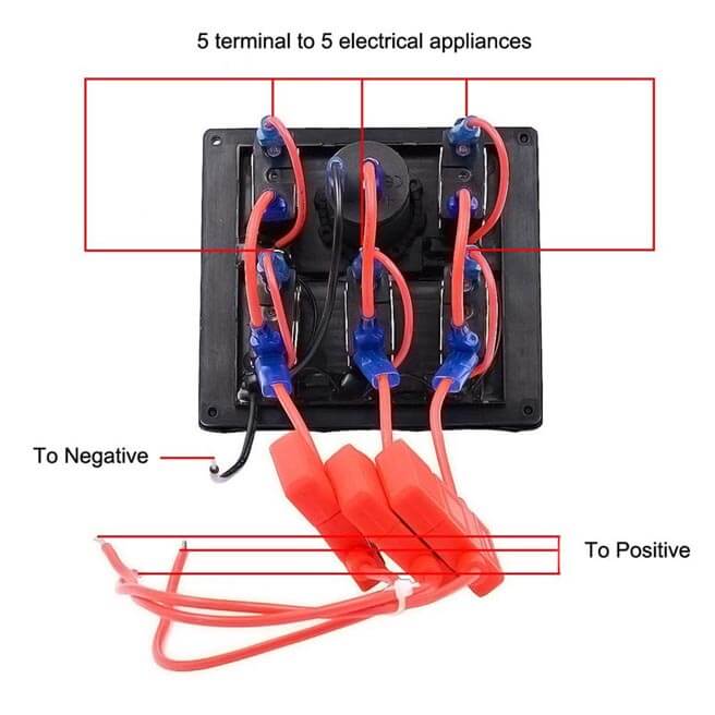 Toggle switch Panel with blue indicator / 12V/24V refrigerator power socket