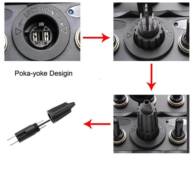 Toggle switch Panel with blue indicator / 12V/24V refrigerator power socket