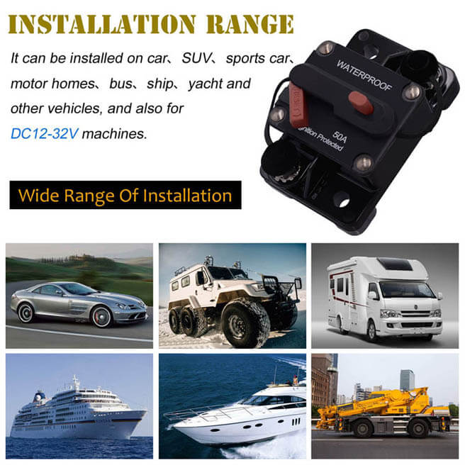 Weatherproof Circuit Breakers with Switch Ignition Protected Panel Mount Manual Reset E99