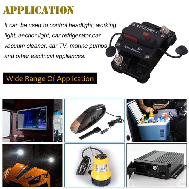 Weatherproof Circuit Breakers with Switch Ignition Protected Panel Mount Manual Reset E99