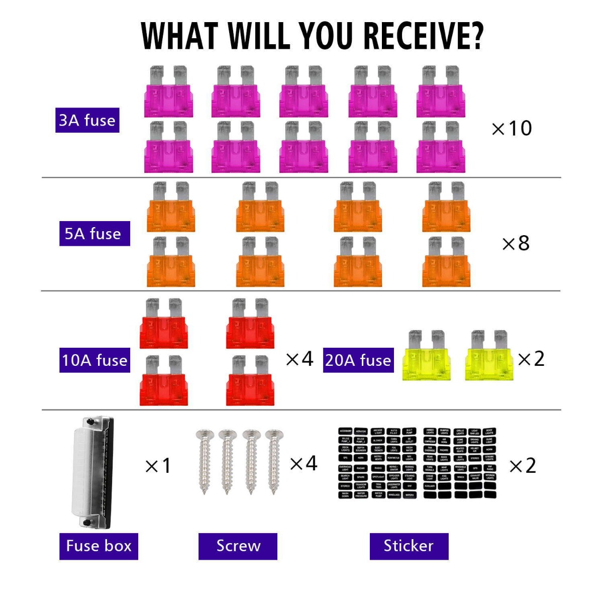 32V Fuse Block independent positive negative Fuse box with 12 fuses for Auto Car Truck Boat