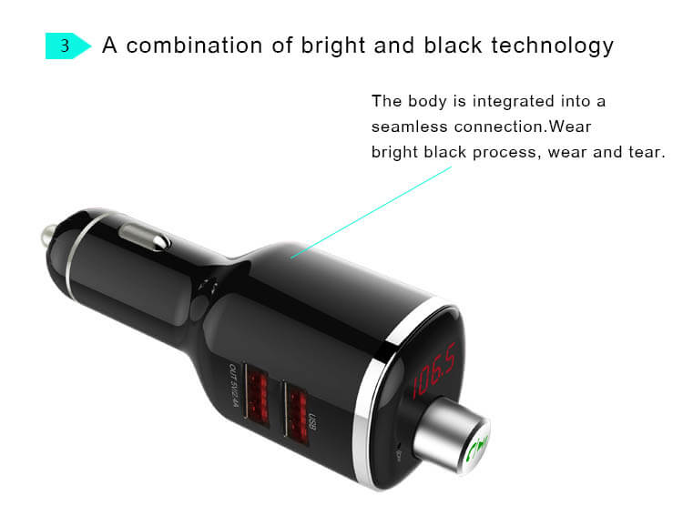Bluetooth FM Transmitter 3 in 1 TTLET Car charger Voltage detection Mp3 U disk
