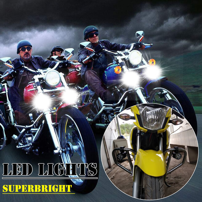 2pcs 9 beads LED Headlight in Aluminium shell with accessories kit for Motorcycle, Electric bike