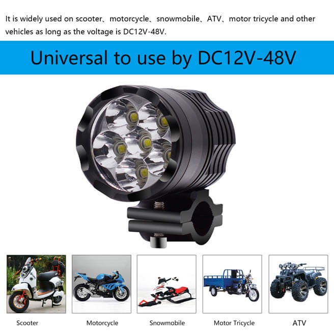 2pcs 6 beads LED Headlight smaller Aluminium body with accessories kit for Motorcycle, Electric bike