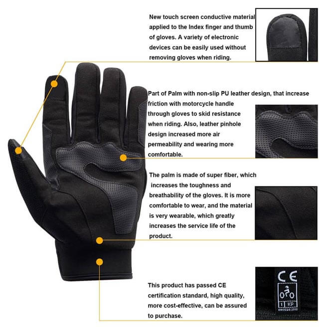 Bike Full Finger Summer Gloves Touch Screen Unisex Riding