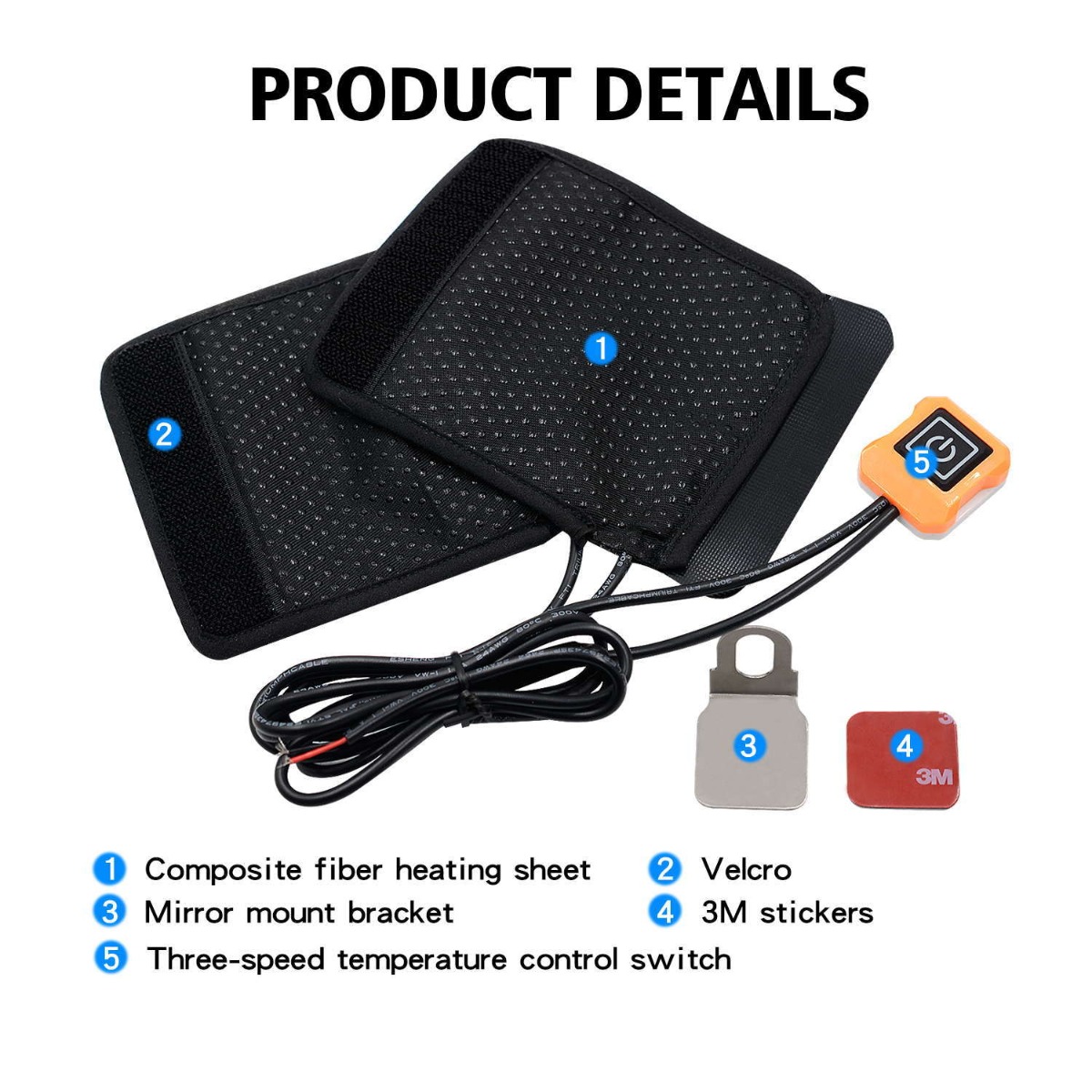 Anti-Slip and Waterproof Grips Warmer Kit Intelligent Control Heater Kit with Fuse