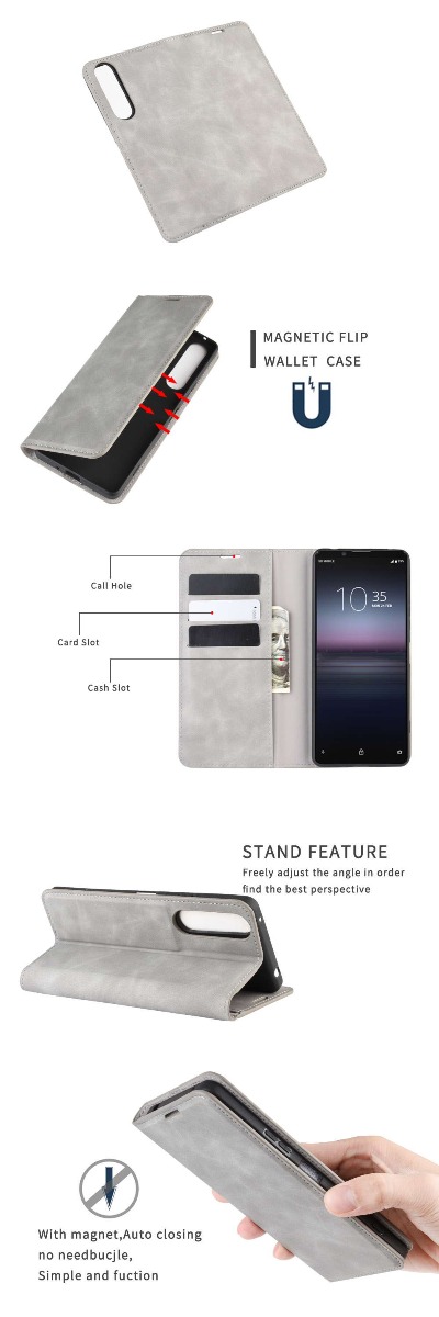 Sony Xperia 1 II Super Soft Leather Flip Cover Phone Case Dual Invisible Magnets Snap
