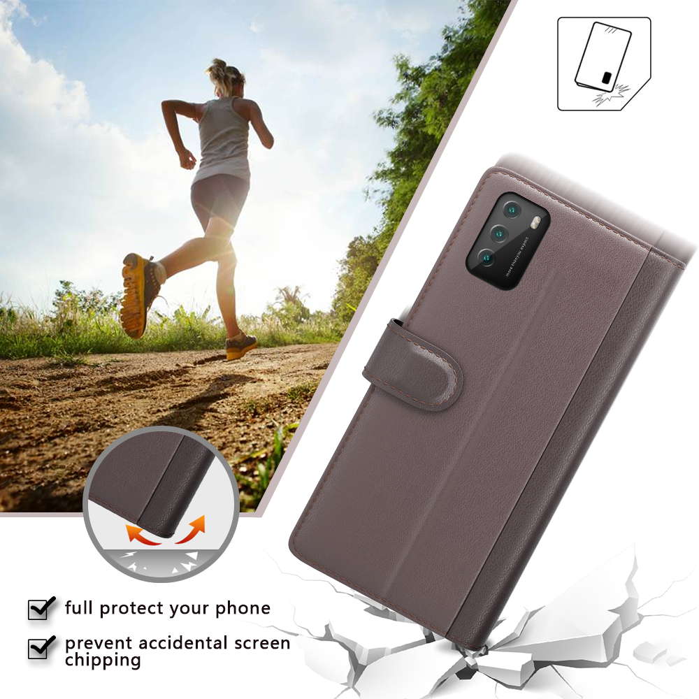 Xiaomi Poco M3 Phone Case Wallet Flip Cover Folio Genuine Leather Case Stand Display Card Pocket